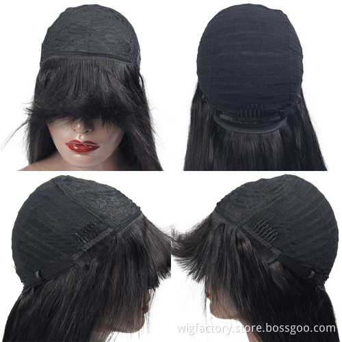 Wholesale Straight Wig Brazilian Remy Hair Human Hair Wigs peruvian hair wig making machine full machine made wig human hair